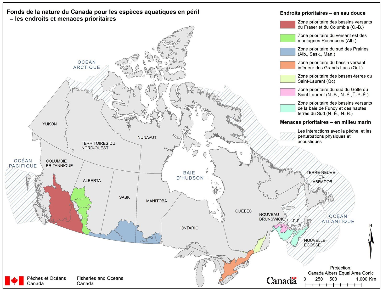 Fonds de la nature du Canada pour les espèces en péril - les endroits et menaces prioritaires 