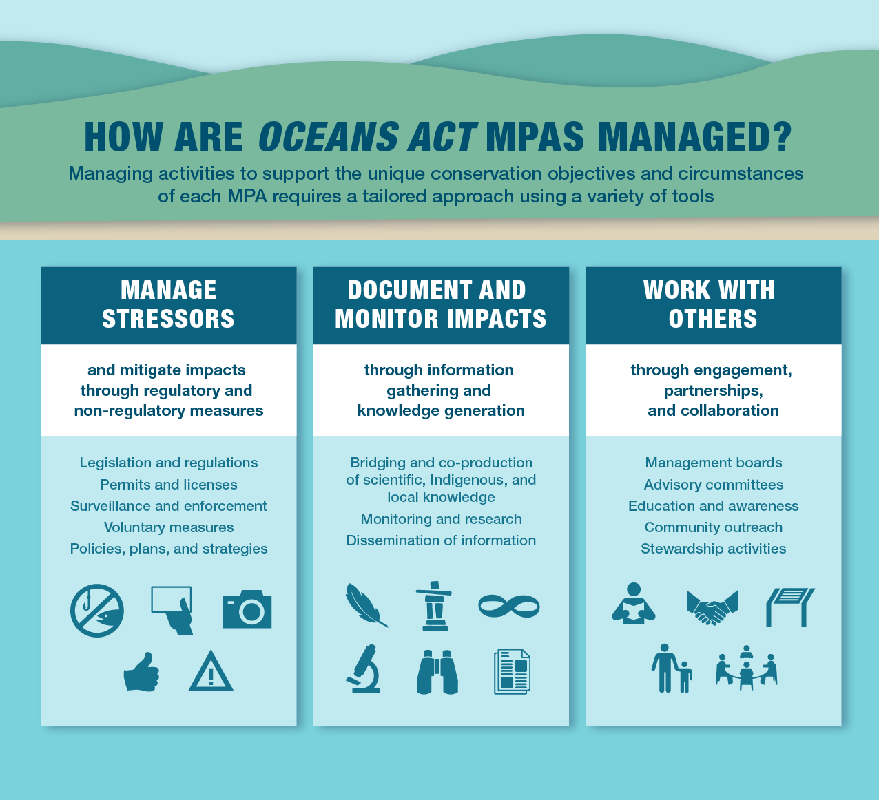 Infographic: Approaches and tools for managing Oceans Act MPAs