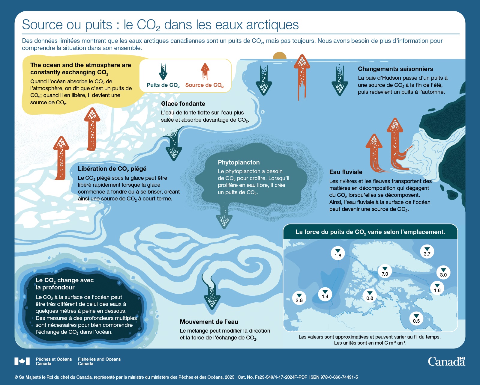 Les océans du Canada maintenant : Écosystèmes de l’Arctique, 2023 - Source ou puits : le CO2 dans les eaux arctiques