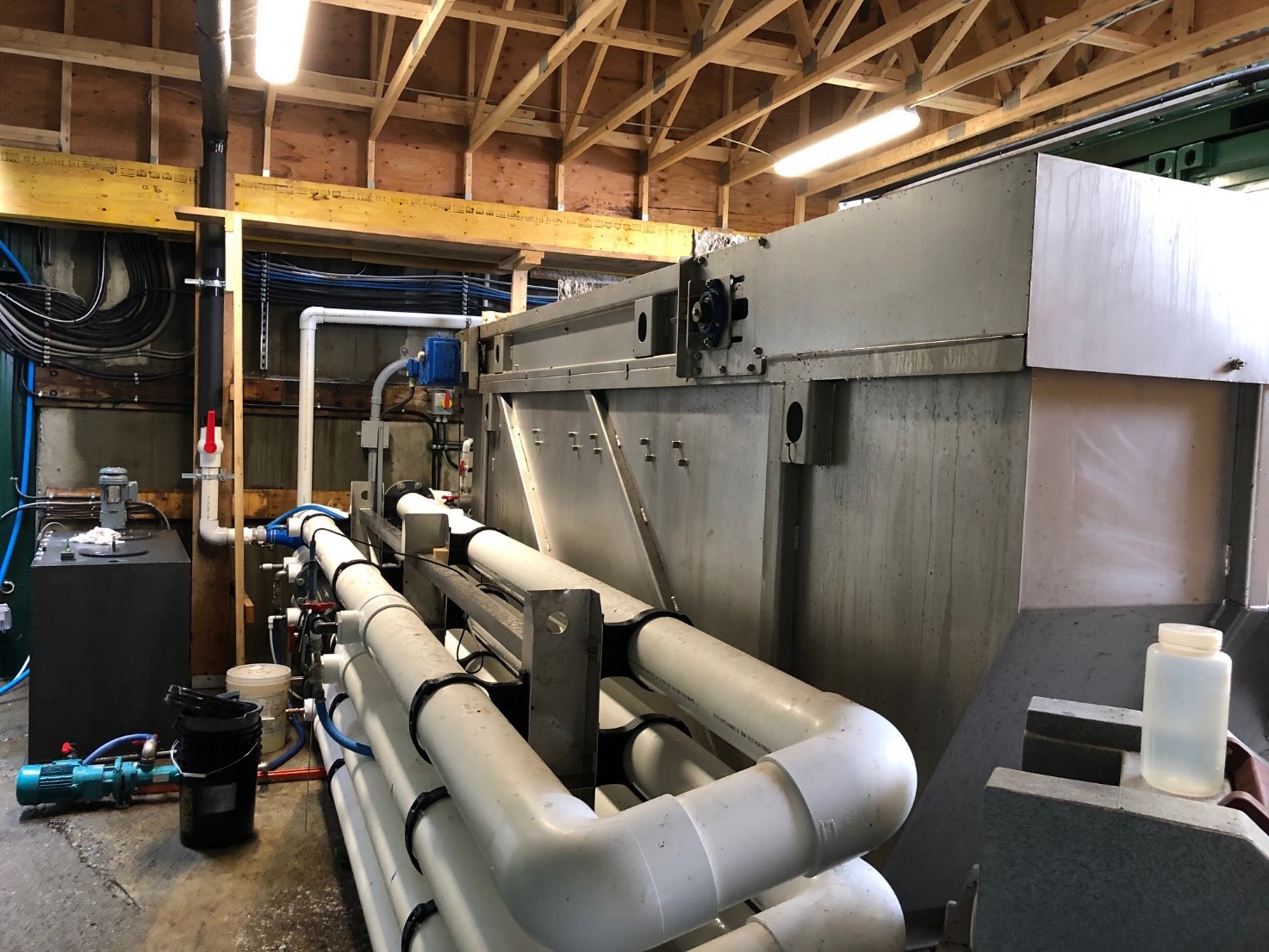 Installation of an advanced oxidation process to remove color and solids from wastewater and the clear effluent discharge