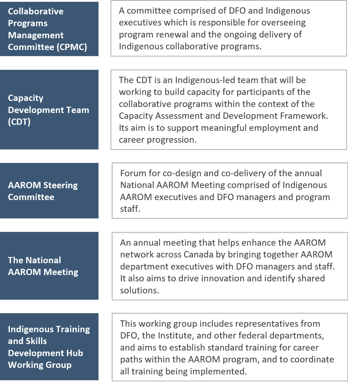 Infographic: Key structures for the collaborative programs. See description below.