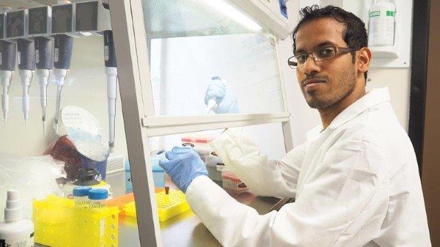 Dr. Umasuthan Navaneethaiyer setting up PCRs