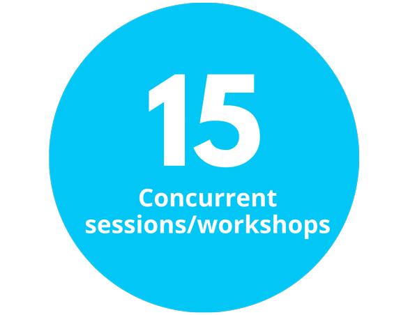 15 concurrent sessions/workshops.