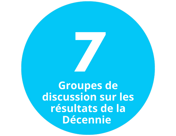 7 groupes de discussion sur les résultats de la Décennie.