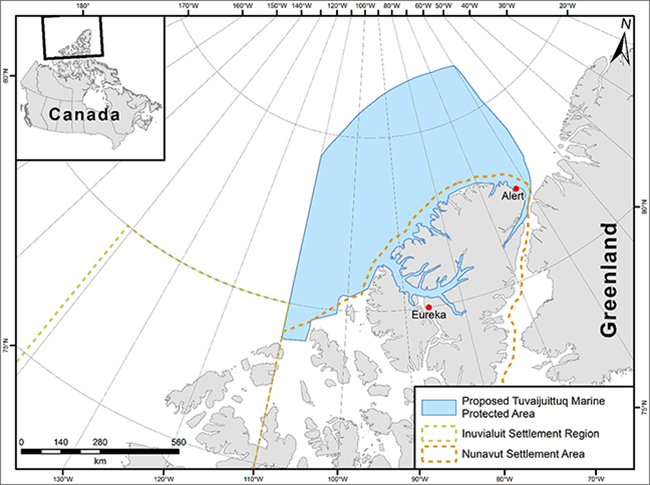Map of proposed Tuvaijuittuq Marine Protected Area, Central and Arctic Region