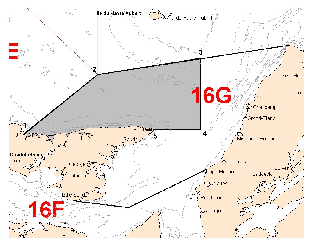 Carte illustrant la partie nord de la ZPH 16G