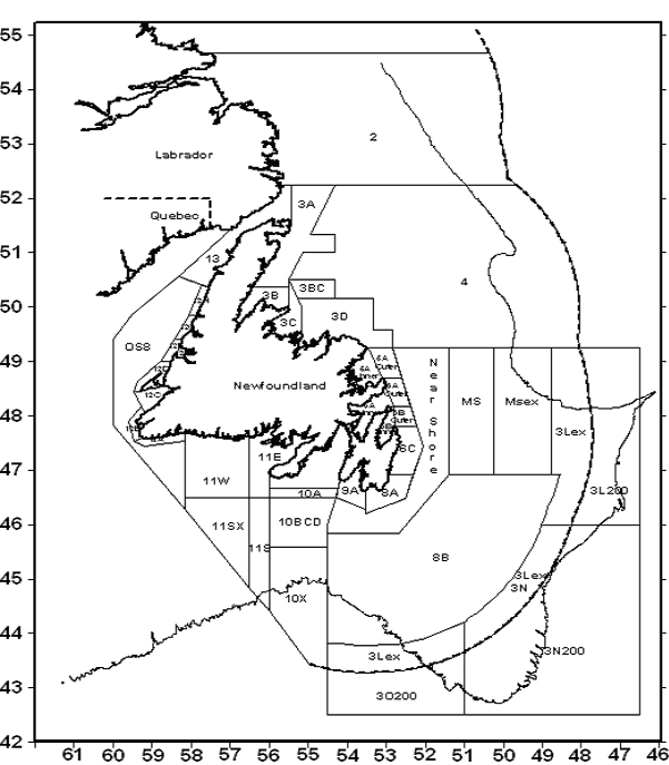 Annexe 5 : Carte des zones de pêche du crabe