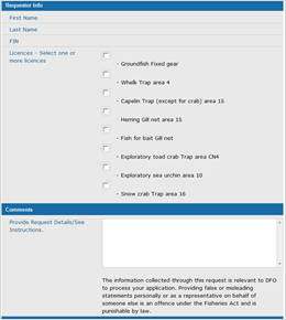 This is an image of the Requester info and Comments section within the New Request screen