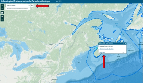 Image de l'atlas de la planification marine du Canada Atlantique qui cartographie la baie de Fundy.