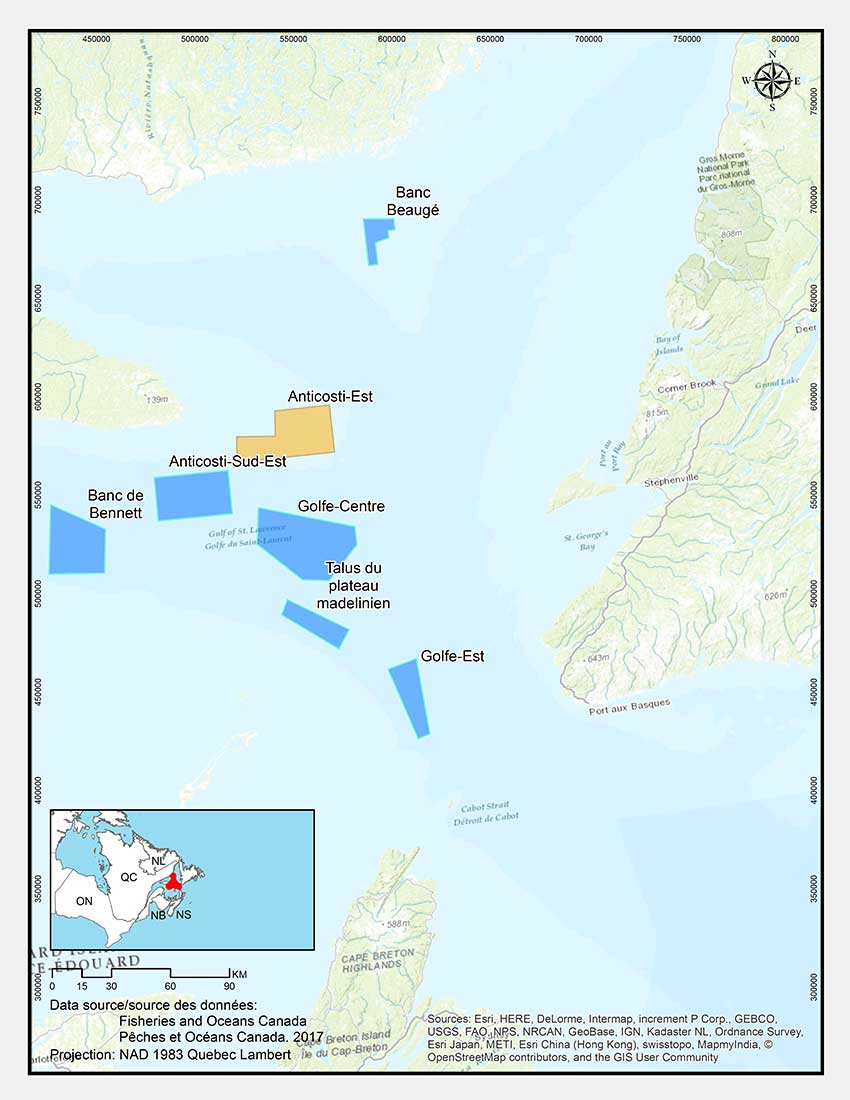 Zone de conservation des éponges à l’est de l’île d’Anticosti