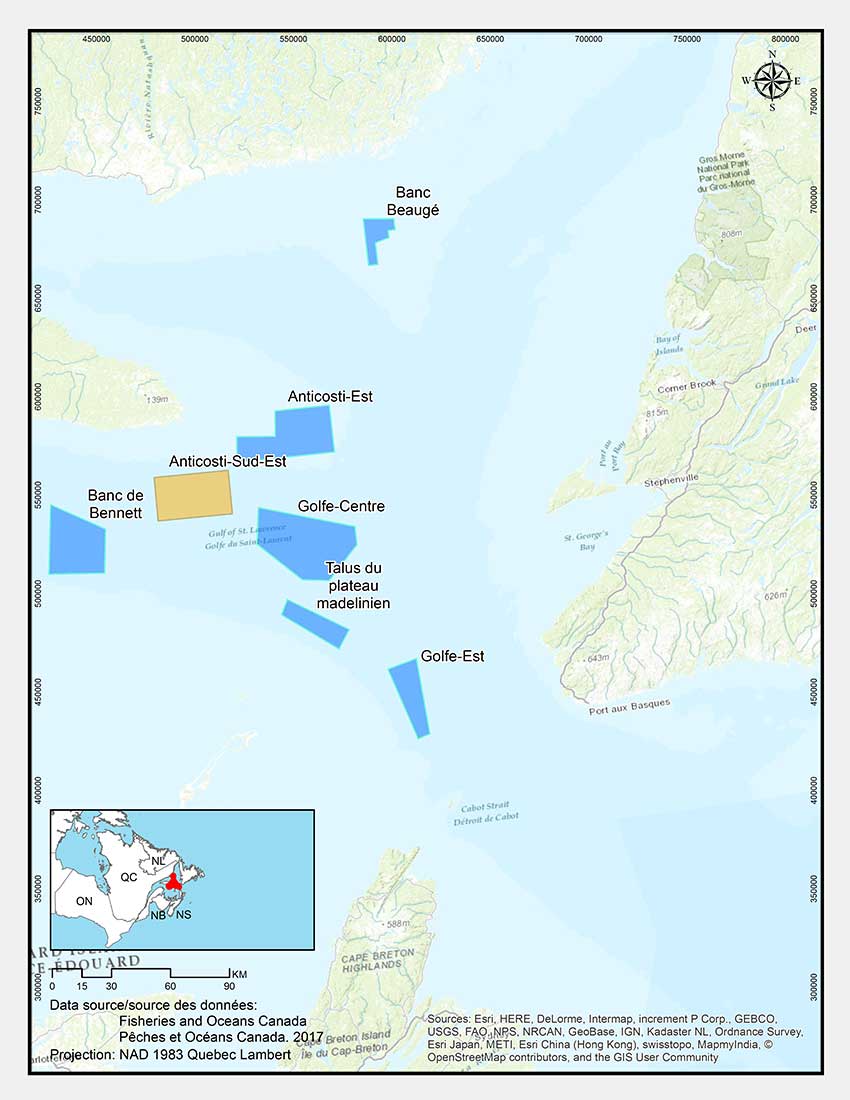Zone de conservation des éponges au sud-est de l’île d’Anticosti