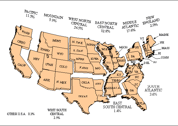 Regional Distribution of United States Residents Who Held Canadian Angling Licences in 1995