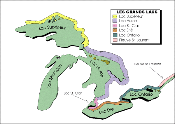 Carte géographique de la région des Grands Lacs