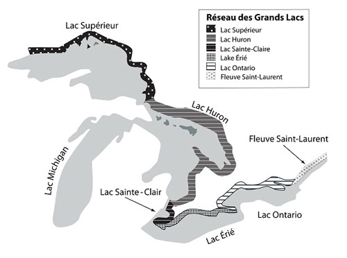 Carte des régions des Grands Lacs