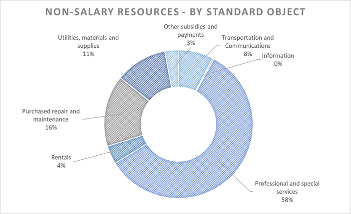 Pie chart: Non-salary resources – by standard object. See description below.