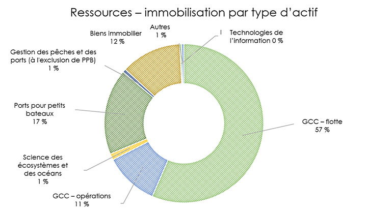 Diagramme circulaire : Ressources – immobilisation par type d'actif. Voir description ci-dessous.